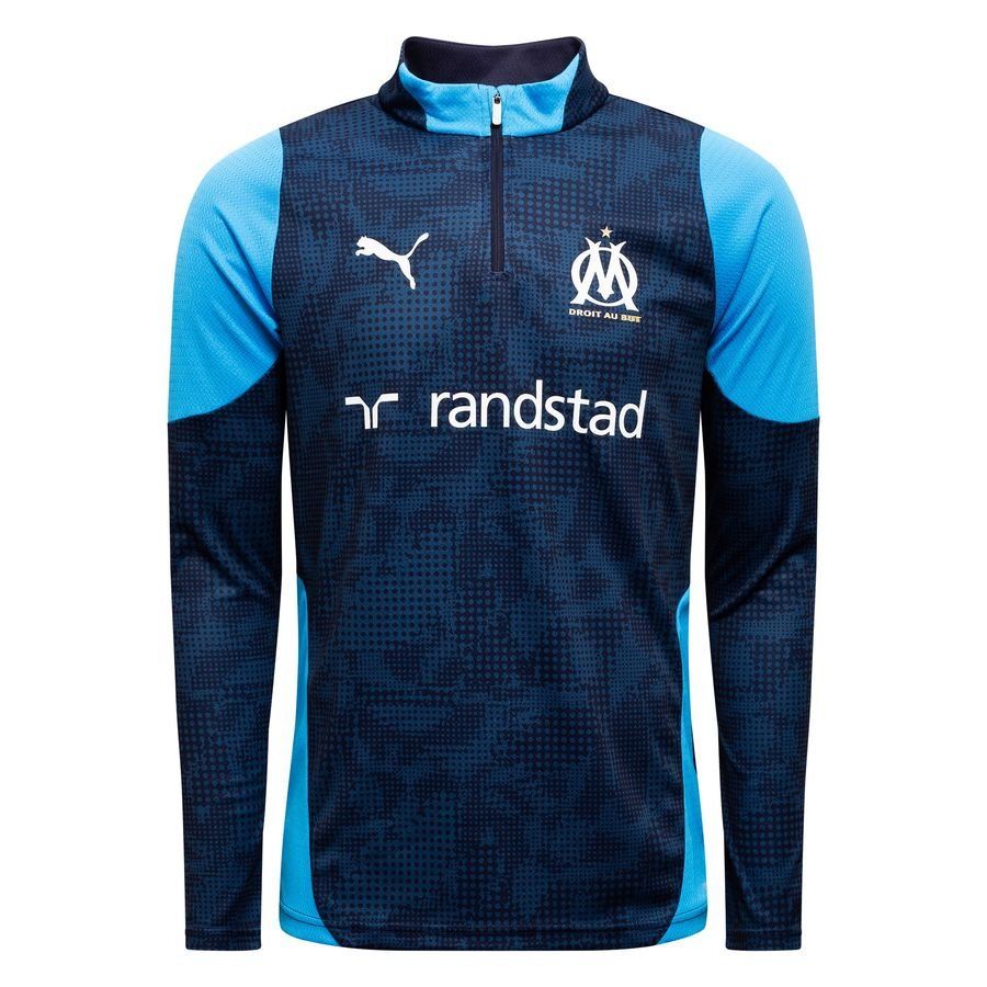 Marseille Training Shirt 1/4 Zip - New Navy/Bleu Azur - Men's-SoccerKits Hub | Buy Soccer Jerseys Online